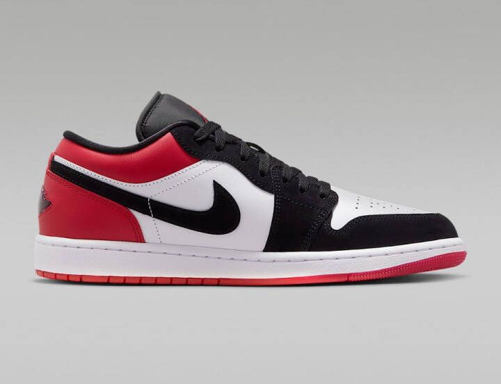 Nike Air Jordan 1 Low Sneaker Heren Wit Rood Zwart Doos Zonder Deksel