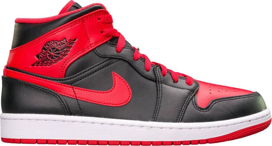 Jordan Air 1 Mid Basketball Schoenen black fire red white maat: 44.5 beschikbare maaten:44.5