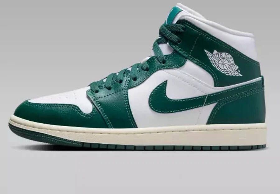 Nike Air Jordan 1 Mid Donkergroen Wit Gebroken Wit Sneakers Unisex Doos Zonder Deksel