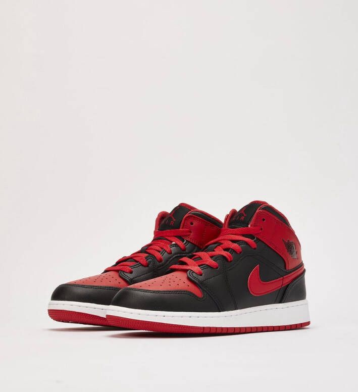 Nike Air Jordan 1 Mid Sneakers Kids Zwart Rood