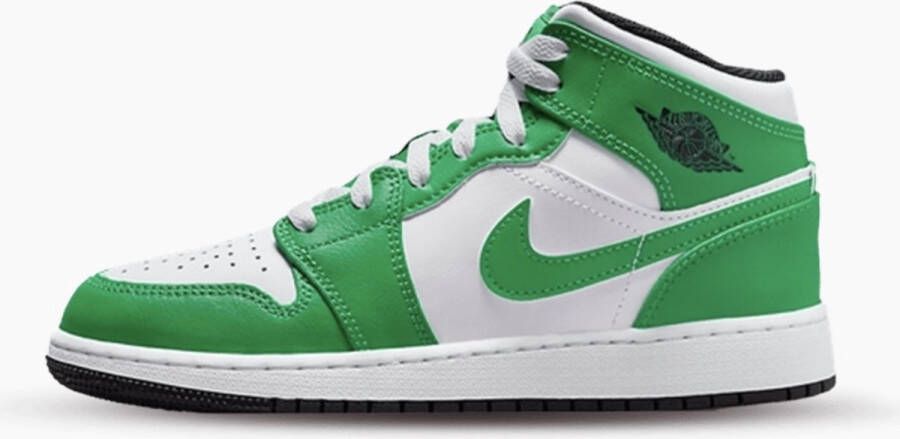 Nike Air Jordan 1 Mid (GS) Lucky Green DQ8423-301 groen wit sneakers hoog unisex