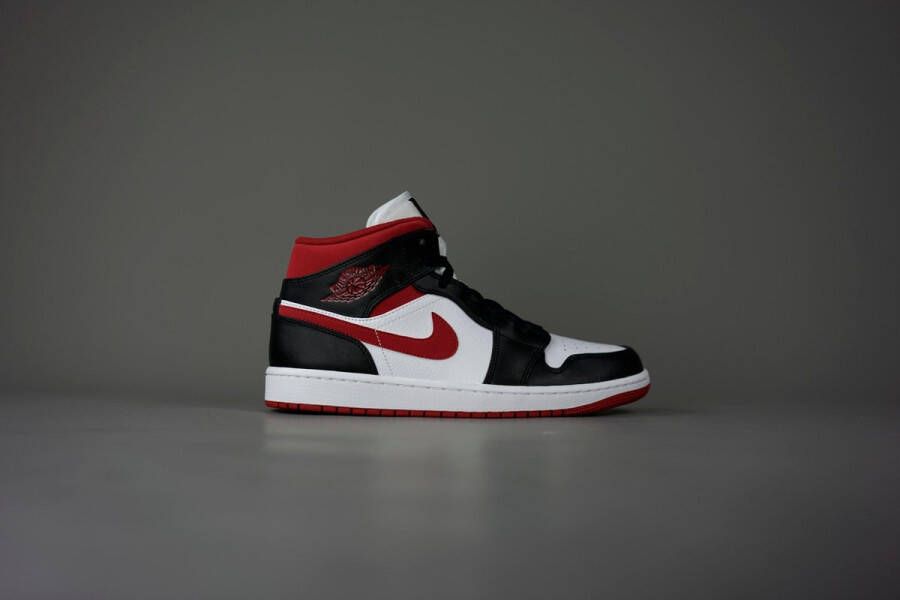 Nike Air Jordan 1 Mid Sneaker Wit Zwart Rood Doos zonder Deksel Limited edition