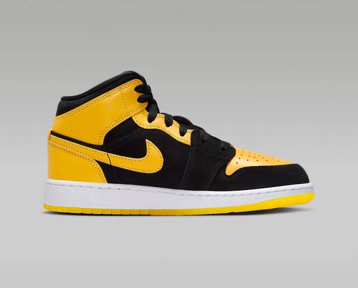 Nike Air Jordan 1 Mid Heren Sneaker Zwart Geel