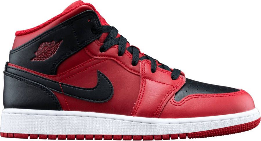 Nike Air Jordan 1 Mid Reverse Bred (2021) (GS) 554725-660 BRED Zwart Rood Schoenen