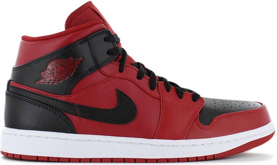 Nike Air Jordan 1 Mid Reverse Bred Heren Sneakers Schoenen Rood-Zwart 554724