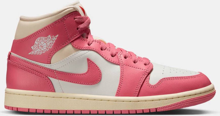 Nike Air Jordan 1 Mid Roze Wit Beige Sneakers Dames Doos Zonder Deksel