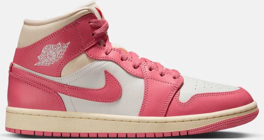 Nike Air Jordan 1 Mid Roze Wit Beige Sneakers Dames Doos Zonder Deksel
