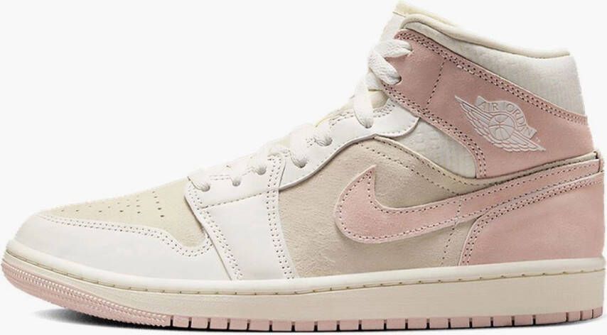 Nike Air Jordan 1 Mid Roze Wit Beige Sneakers Dames Doos Zonder Deksel