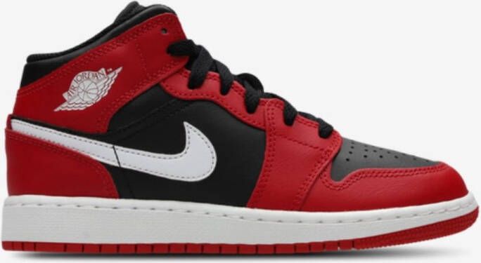 Nike Jordan Air Jordan 1 MID Sneakers Kids Zwart Wit Rood Doos zonder deksel