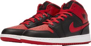 Nike Air Jordan 1 Mid Sneakers Kids Zwart Rood