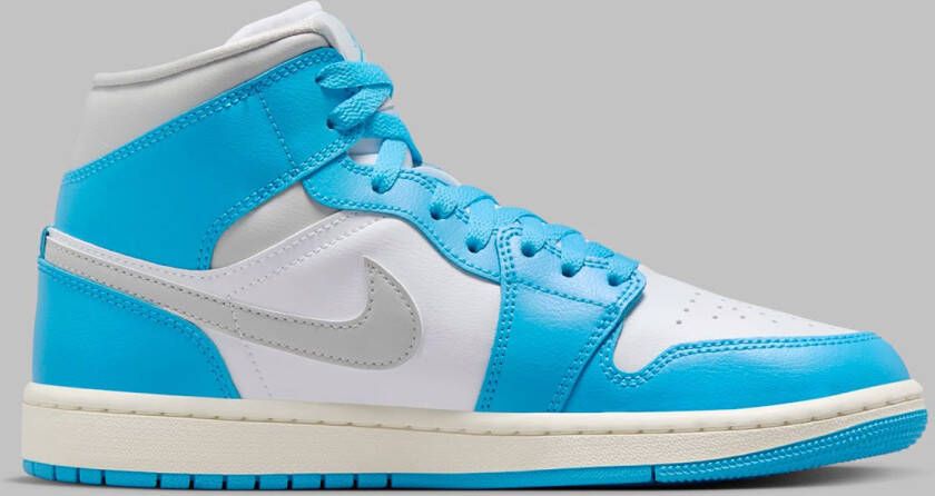Nike Air Jordan 1 Mid Sneakers Vrouwen Blauw Wit Grijs