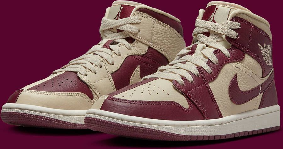 Nike Air Jordan 1 Mid Split Beach Cherrywood Red Sneakers Unisex
