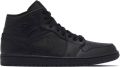 Nike Air Jordan 1 Mid Triple Black Heren Sneakers Zwart Leer Doos Zonder Deksel - Zwart