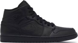 Nike Air Jordan 1 Mid Triple Black Heren Sneakers Zwart Leer Doos Zonder Deksel