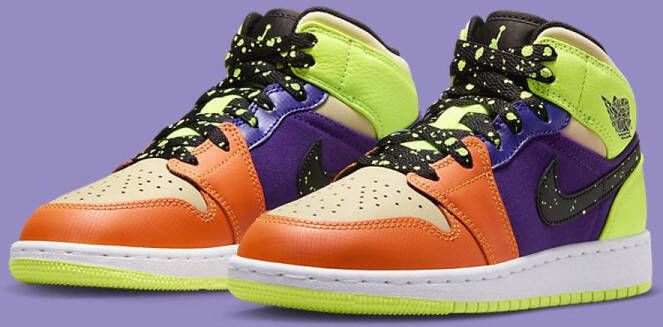 Nike Air Jordan 1 mid Vivid Multi Orange Volt No Box 37 5 fd8795