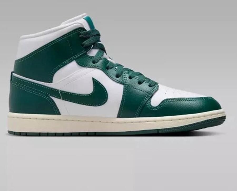Nike Air Jordan 1 Mid Donkergroen Wit Gebroken Wit Sneakers Unisex Doos Zonder Deksel