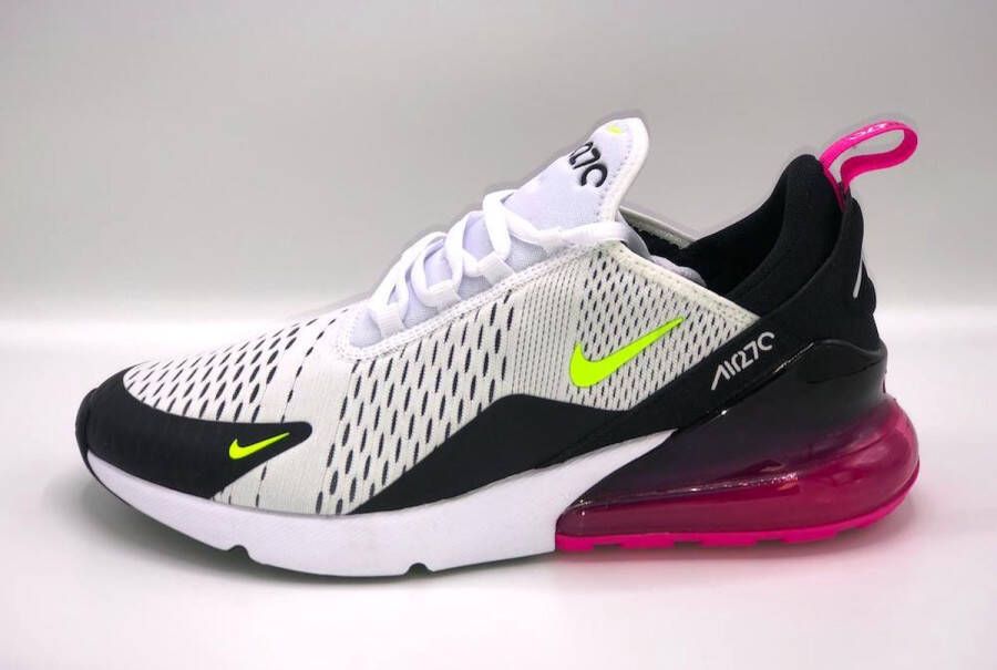 Nike Air Max 270 Sneakers White Volt-Black-Laser Fuchsia Wit Geel Zwart Roze Air Max 270 Lifestyle Heren Sneakers voor Mannen