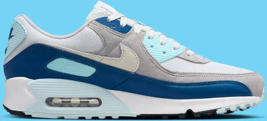 Nike Herenschoenen Air Max 90 Pure Platinum Glacier Blue Court Blue White- Heren Pure Platinum Glacier Blue Court Blue White