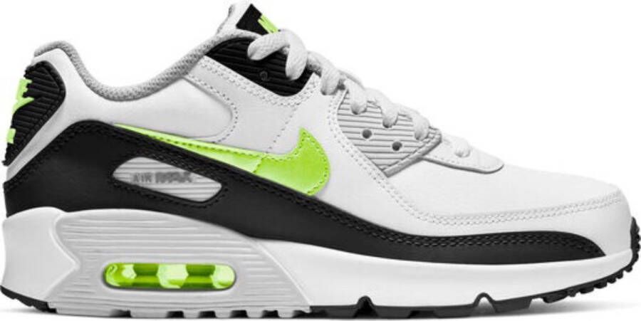 Nike Air Max 90 Leather Baby's White Black Neutral Grey Hot Lime Kind