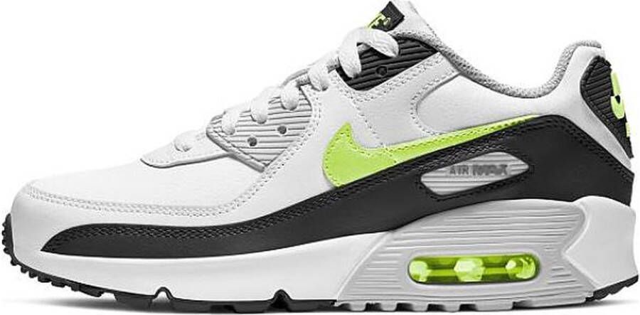 Nike Air Max 90 Leather Baby's White Black Neutral Grey Hot Lime Kind