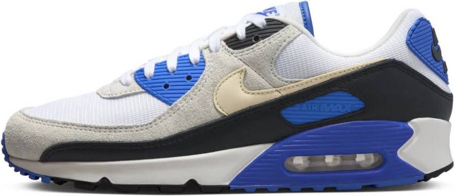 Nike Herenschoenen Air Max 90 Premium White Racer Blue Black Khaki- Heren White Racer Blue Black Khaki