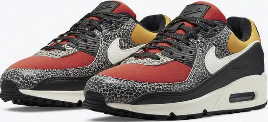 Nike Air Max 90 Special Edition Safari Zwart Rood Oranjegeel Sneakers Unisex Doos Zonder Deksel - Foto 2