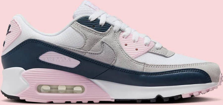 Nike Air Max 90 White Pink Foam Armoury Navy Wolf Grey- White Pink Foam Armoury Navy Wolf Grey