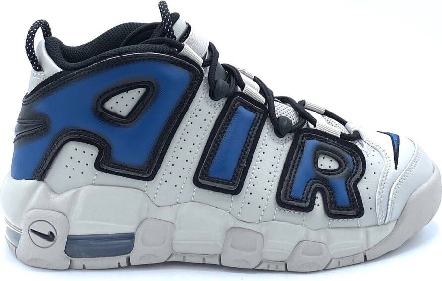 Nike Air More Uptempo Light Iron Ore Iron Grey Zwart Industrial Blue Grijs Zwart Air More Lifestyle Kinder Sneakers voor en