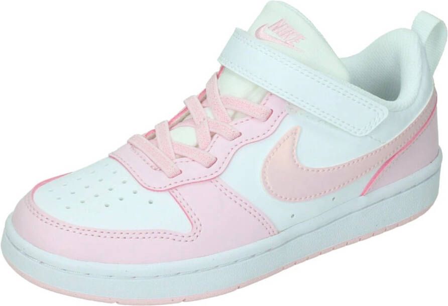 Nike court borough low recraft sneakers wit roze kinderen