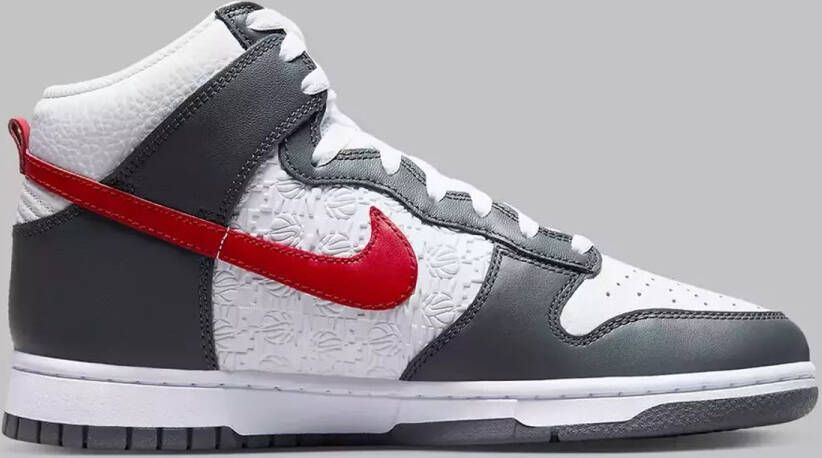Nike Dunk High Retro Heren Sneaker Basketbal Wit Grijs Rood