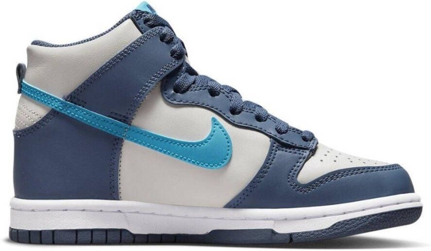 Nike Dunk High Light Bone Diffused Blue Wit Blue Lightning Wit Blauw Dunk Lifestyle Kinder Sneakers voor en Doos zonder deksel