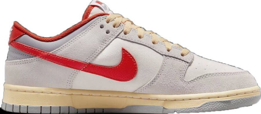 Nike Dunk Low Heren Sneakers Licht Grijs Rood