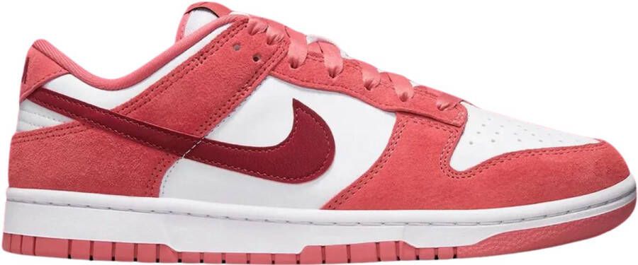 Nike Dunk Low Wit Rood Suede Sneakers Unisex Doos Zonder Deksel