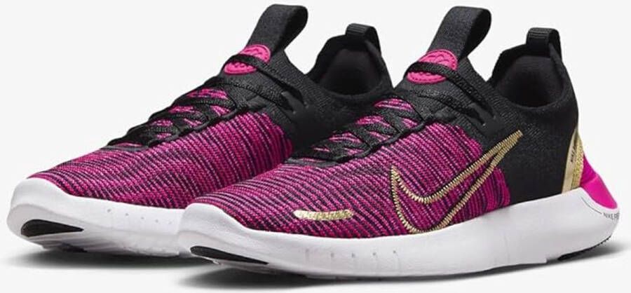 Nike Free Run Flyknit Next Nature Black Fireberry Gold Sportschoenen Dames Doos Zonder Deksel