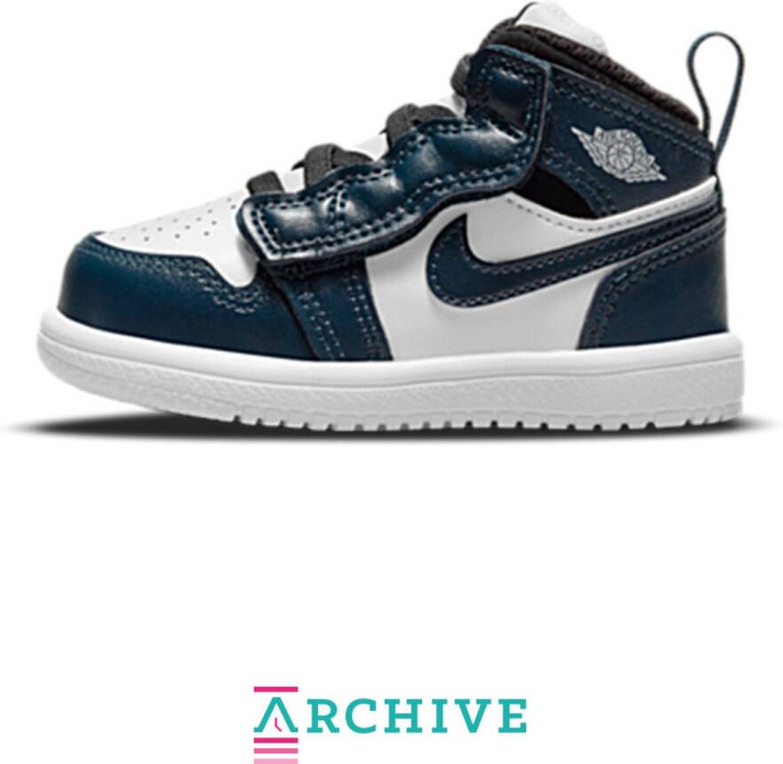 Jordan Nike 1 Mid Schoen voor baby's peuters Armoury Navy Black White Kind