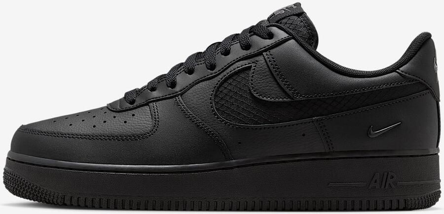 Nike Air Force 1 '07 LV8 Black Nylon Swoosh Sneakers Unisex Zwart Antraciet