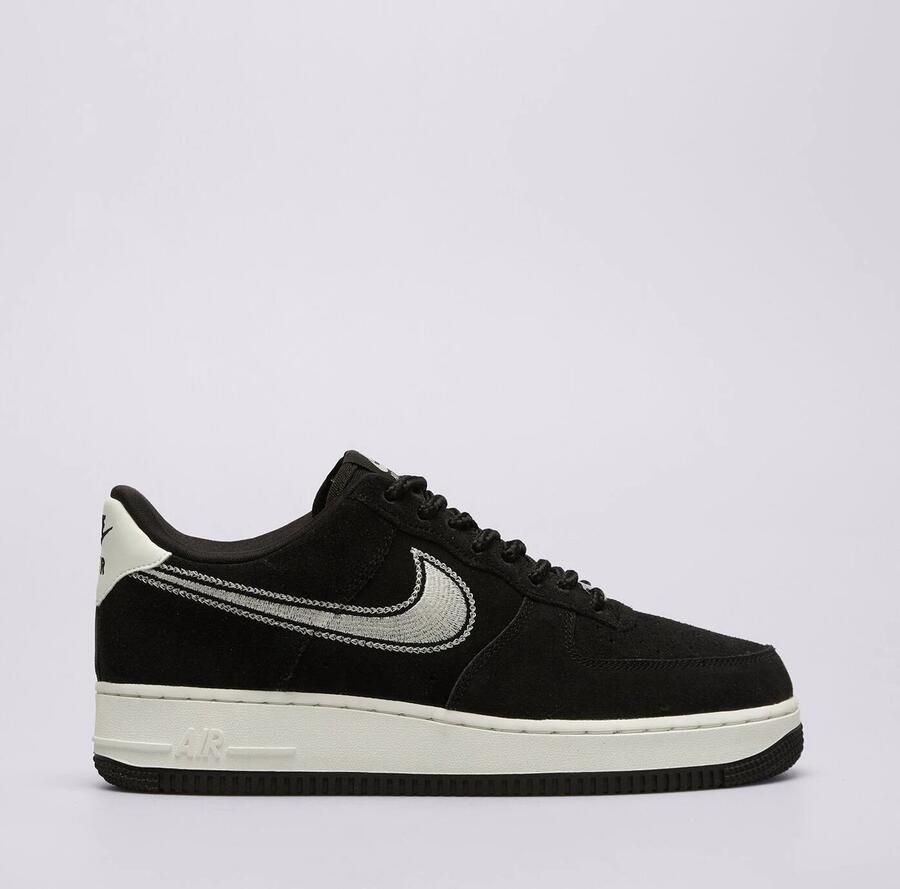 Nike Air Force 1 07 LV8 Black Sail Embroidered Swoosh Sneakers Heren Doos Zonder Deksel