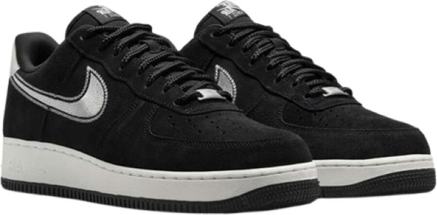 Nike Air Force 1 07 LV8 Black Sail Embroidered Swoosh Sneakers Heren Doos Zonder Deksel