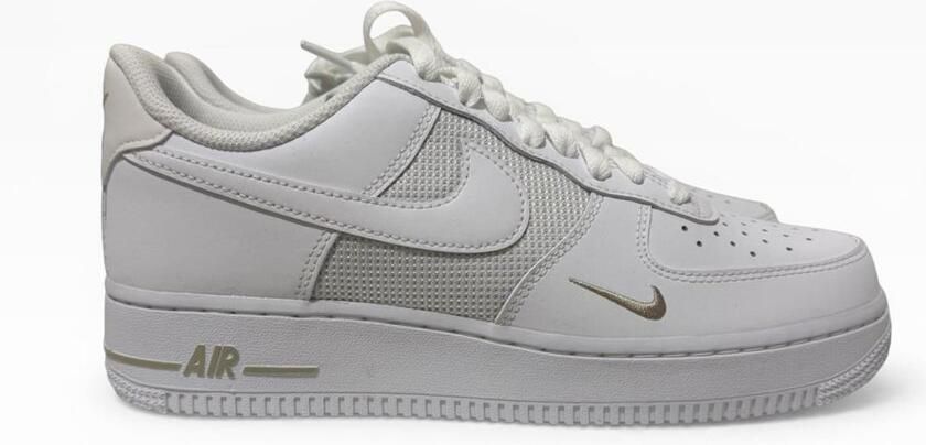 Nike Air Force 1 Low White Desert Khaki Mini Swoosh Sneakers Unisex Wit
