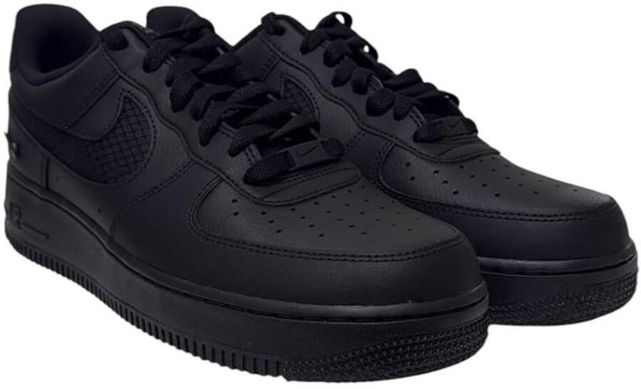 Nike Air Force 1 '07 LV8 Black Nylon Swoosh Sneakers Unisex Zwart Antraciet - Foto 2