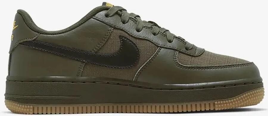 Nike Air Force 1 LV8 5 GS Medium Olive University Gold-White-Sequoia Groen Goud Wit Air Force 1 Lifestyle Kinder Sneakers voor en