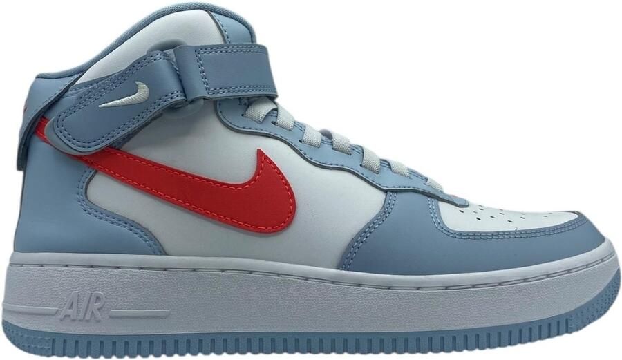 Nike Air Force 1 Mid Junior Light Armoury Blue White Bright Crimson Kind Light Armoury Blue White Bright Crimson