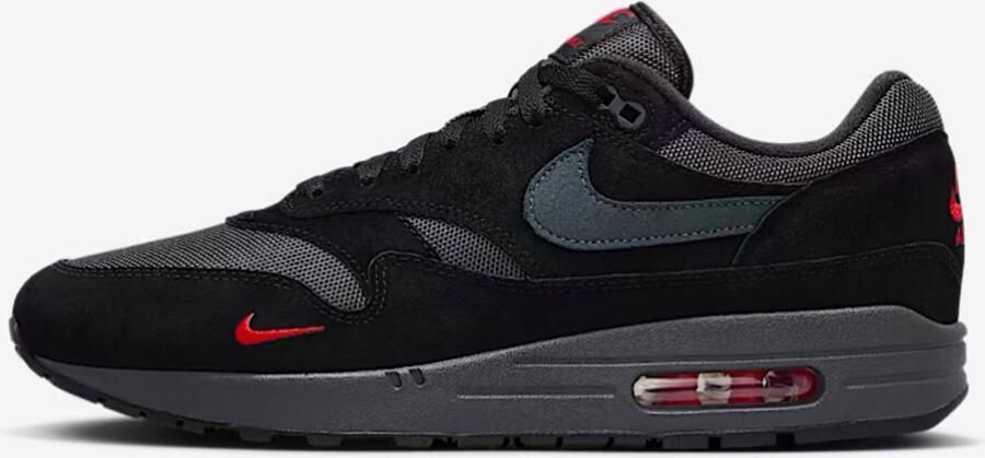 Nike herenschoenen Air Max 1 Black University Red Anthracite- Heren Black University Red Anthracite
