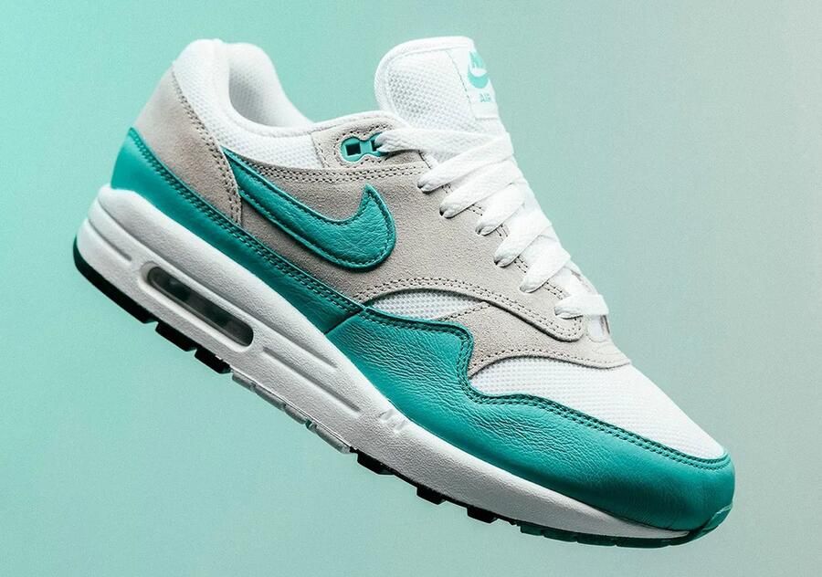 Nike Air Max 1 'Clear Jade' Sneakers Casual schoenen Wit Grijs Aqua Blauw - Foto 2