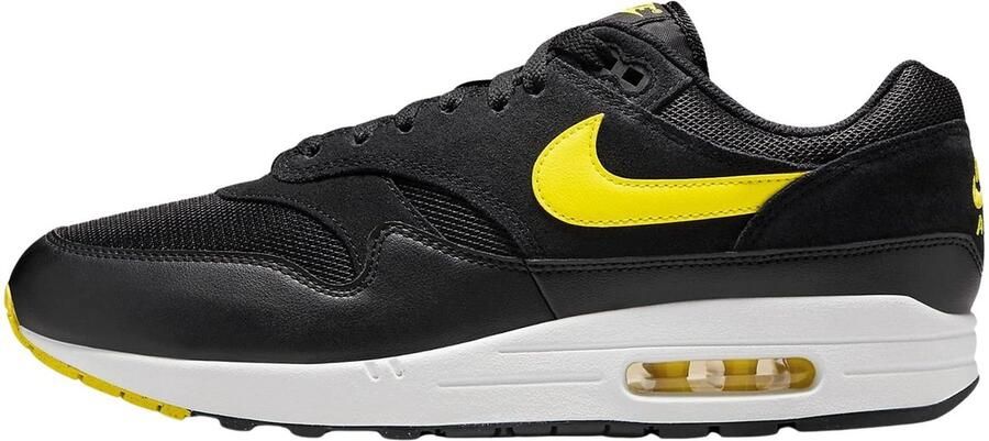 Nike Air Max 1 Essential Zwart Summit White Opti Yellow Zwart Wit Air Max Lifestyle Heren Sneakers voor Mannen