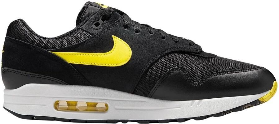 Nike Air Max 1 Essential Zwart Summit White Opti Yellow Zwart Wit Air Max Lifestyle Heren Sneakers voor Mannen