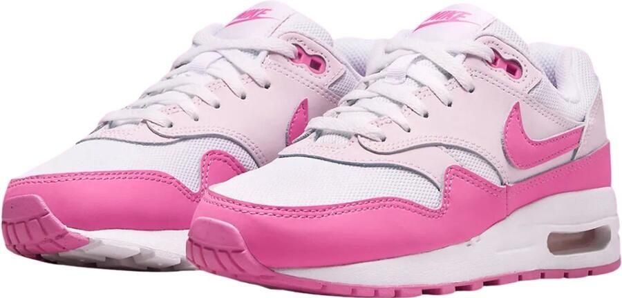 Nike Air Max 1 GS White Playful Pink Wit Roze Sneakers Unisex