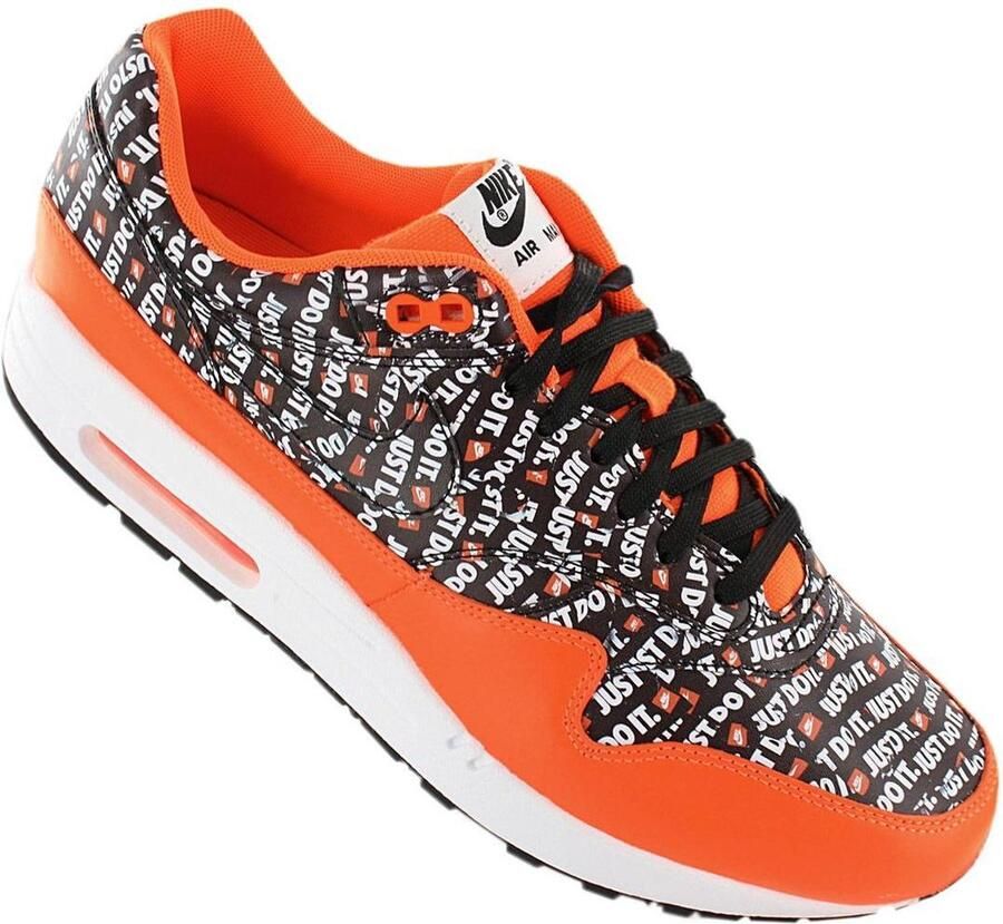 Nike Air Max 1 Premium Just Do It Heren Sneakers Zwart-Oranje 875844