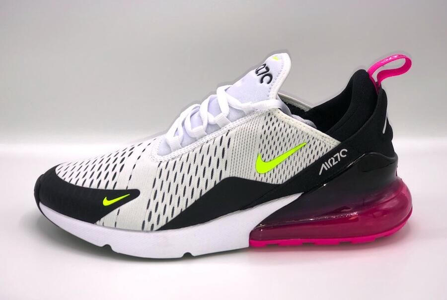 Nike Air Max 270 Sneakers White Volt-Black-Laser Fuchsia Wit Geel Zwart Roze Air Max 270 Lifestyle Heren Sneakers voor Mannen