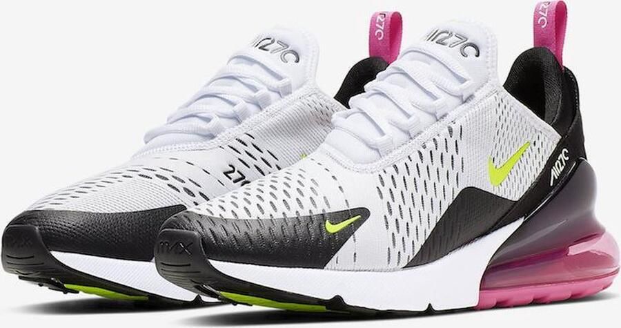 Nike Air Max 270 Sneakers White Volt-Black-Laser Fuchsia Wit Geel Zwart Roze Air Max 270 Lifestyle Heren Sneakers voor Mannen